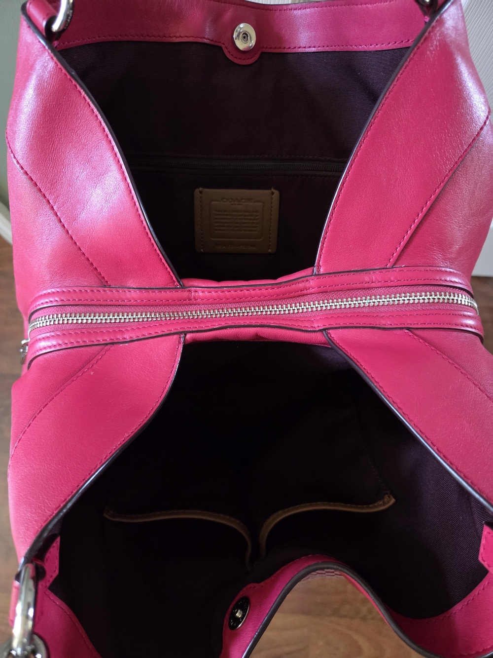 Coach Pink Woven-Front Shoulder Hobo - Picture 3 of 3